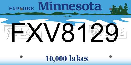 FXV8129 Minnesota License Plate