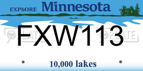 FXW113 Minnesota License Plate