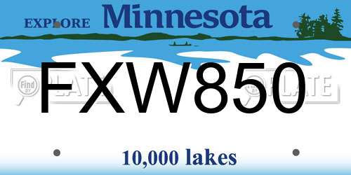 FXW850 Minnesota License Plate