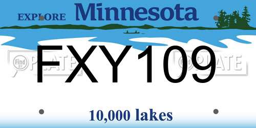 FXY109 Minnesota License Plate