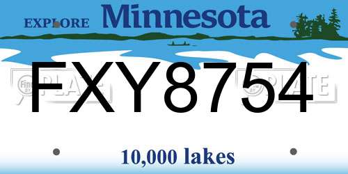 FXY8754 Minnesota License Plate