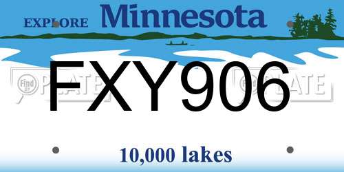 FXY906 Minnesota License Plate
