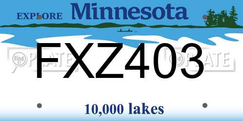 FXZ403 Minnesota License Plate