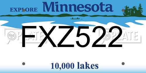 FXZ522 Minnesota License Plate