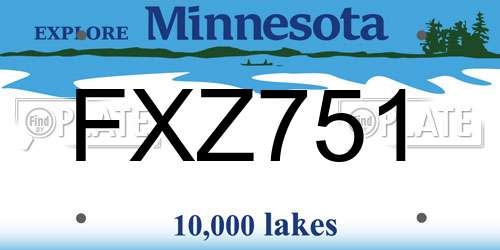 FXZ751 Minnesota License Plate