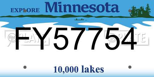 FY57754 Minnesota License Plate