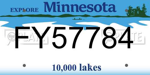 FY57784 Minnesota License Plate