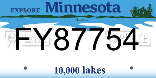 FY87754 Minnesota License Plate