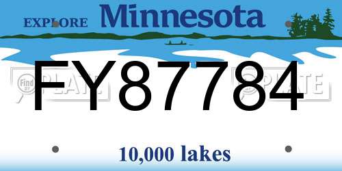 FY87784 Minnesota License Plate