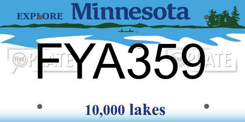 FYA359 Minnesota License Plate