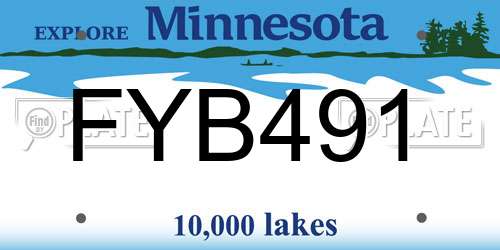 FYB491 Minnesota License Plate