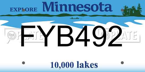 FYB492 Minnesota License Plate