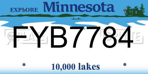 FYB7784 Minnesota License Plate