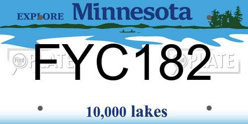 FYC182 Minnesota License Plate