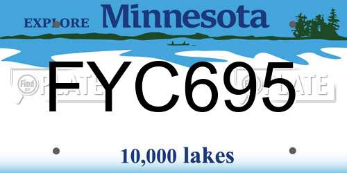 FYC695 Minnesota License Plate