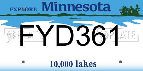 FYD361 Minnesota License Plate