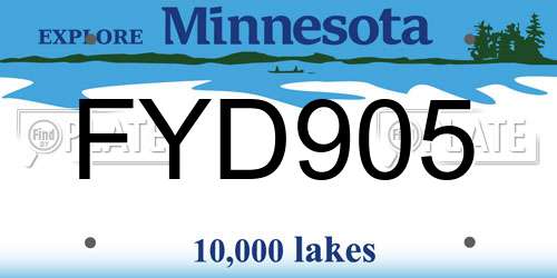 FYD905 Minnesota License Plate
