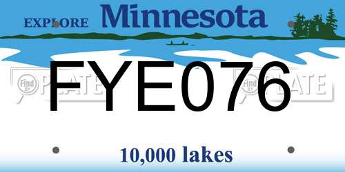 FYE076 Minnesota License Plate