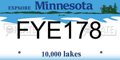 FYE178 Minnesota License Plate