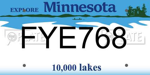 FYE768 Minnesota License Plate