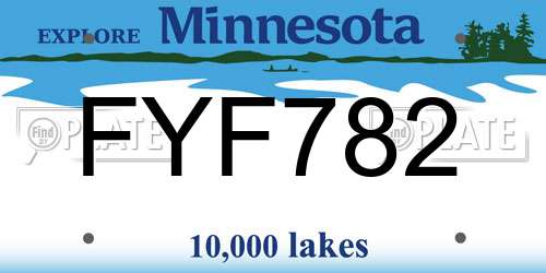 FYF782 Minnesota License Plate