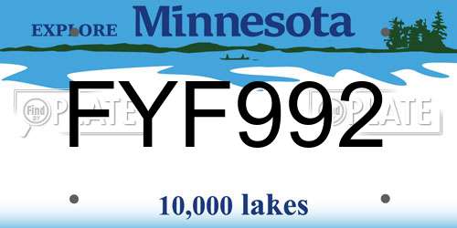 FYF992 Minnesota License Plate