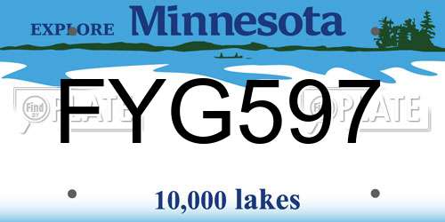 FYG597 Minnesota License Plate
