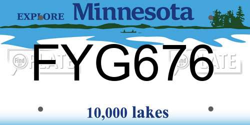 FYG676 Minnesota License Plate
