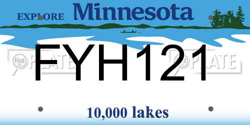 FYH121 Minnesota License Plate