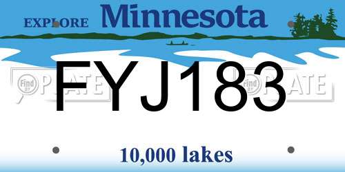 FYJ183 Minnesota License Plate