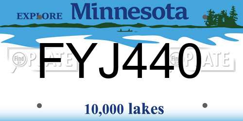 FYJ440 Minnesota License Plate
