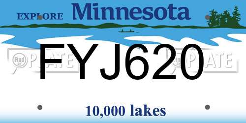 FYJ620 Minnesota License Plate