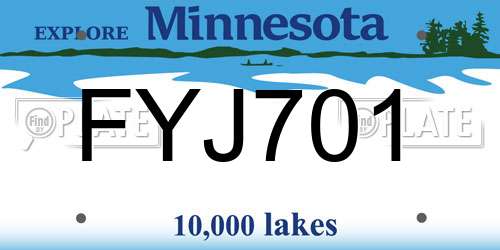 FYJ701 Minnesota License Plate