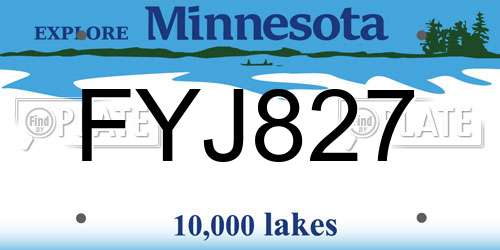 FYJ827 Minnesota License Plate
