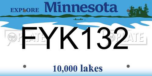FYK132 Minnesota License Plate