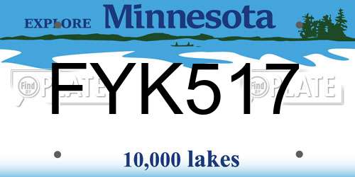 FYK517 Minnesota License Plate