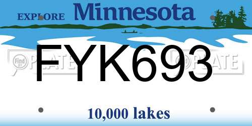 FYK693 Minnesota License Plate