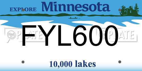 FYL600 Minnesota License Plate