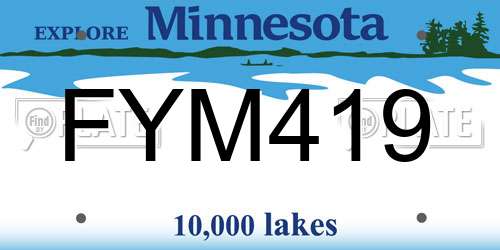 FYM419 Minnesota License Plate