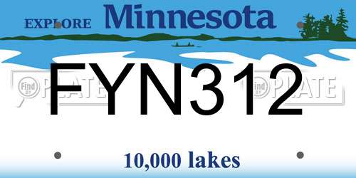 FYN312 Minnesota License Plate