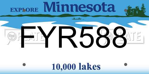 FYR588 Minnesota License Plate