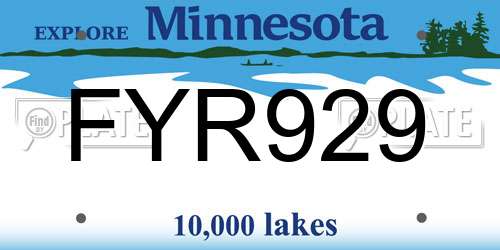 FYR929 Minnesota License Plate