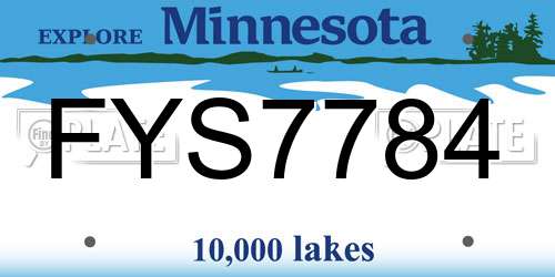 FYS7784 Minnesota License Plate