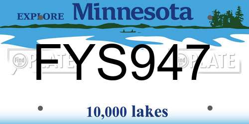 FYS947 Minnesota License Plate