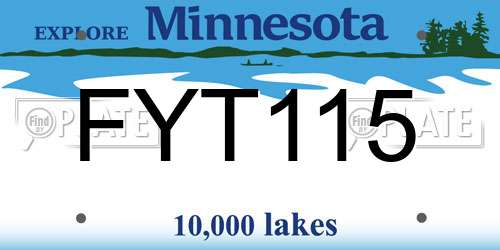 FYT115 Minnesota License Plate