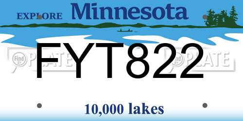 FYT822 Minnesota License Plate