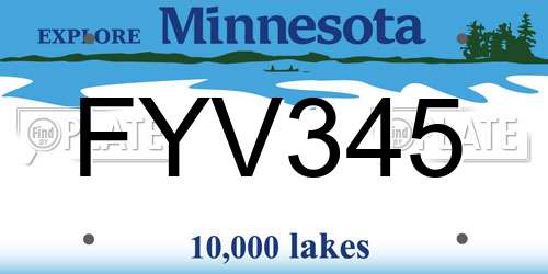 FYV345 Minnesota License Plate