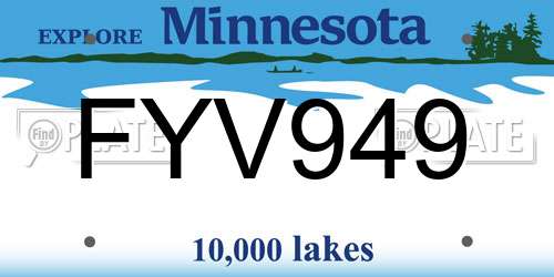 FYV949 Minnesota License Plate