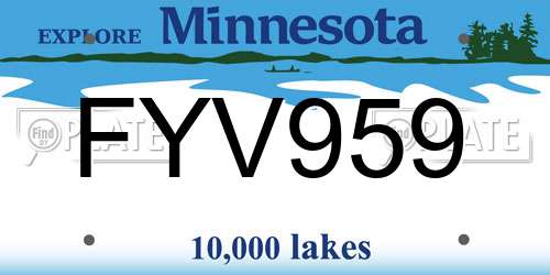 FYV959 Minnesota License Plate