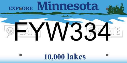 FYW334 Minnesota License Plate